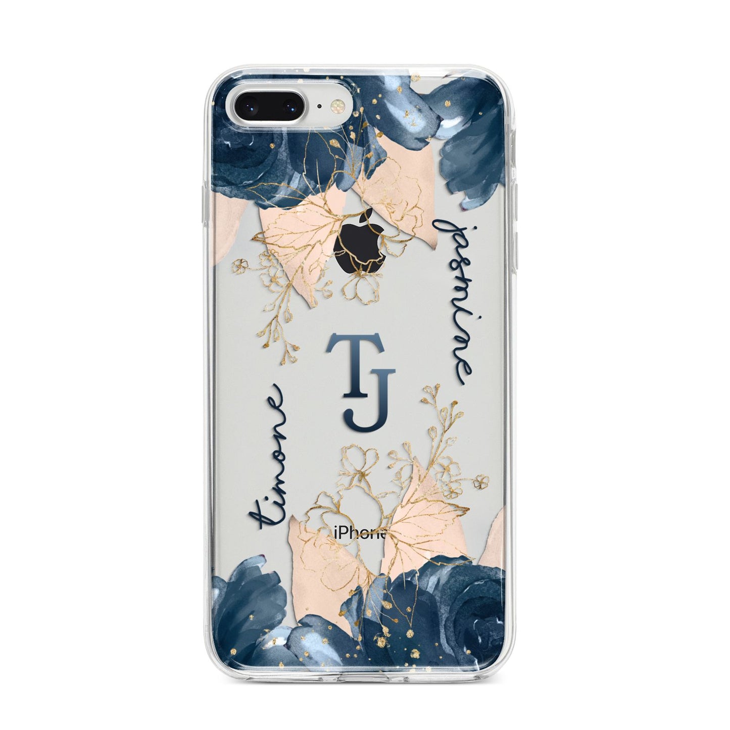 Monogrammed Florals iPhone 8 Plus Bumper Case on Silver iPhone