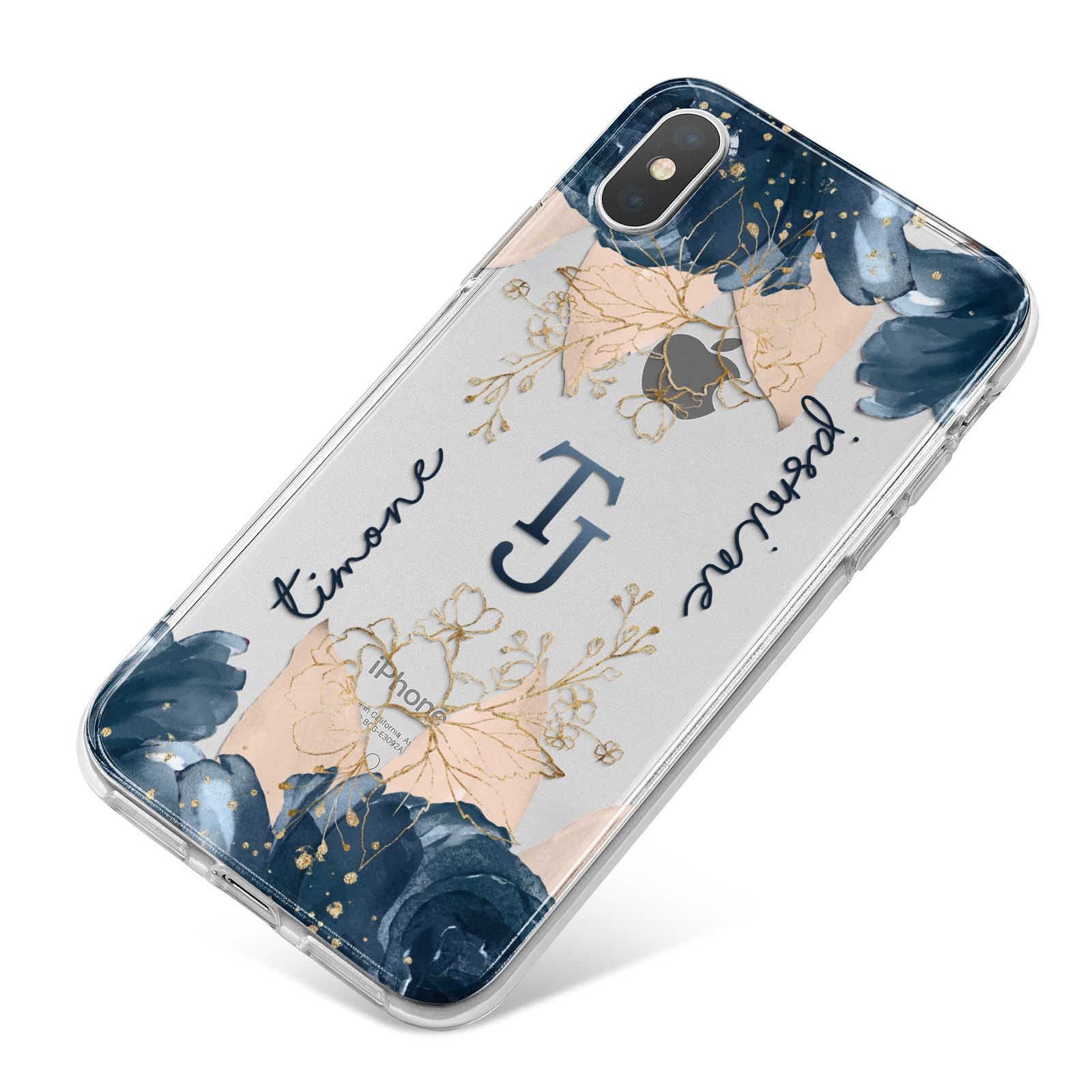 Monogrammed Florals iPhone X Bumper Case on Silver iPhone