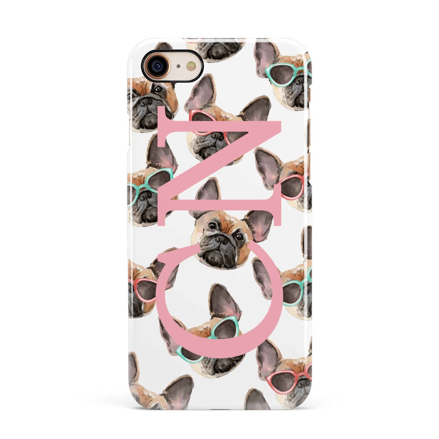 Monogrammed French Bulldog Apple iPhone 7 8 3D Snap Case
