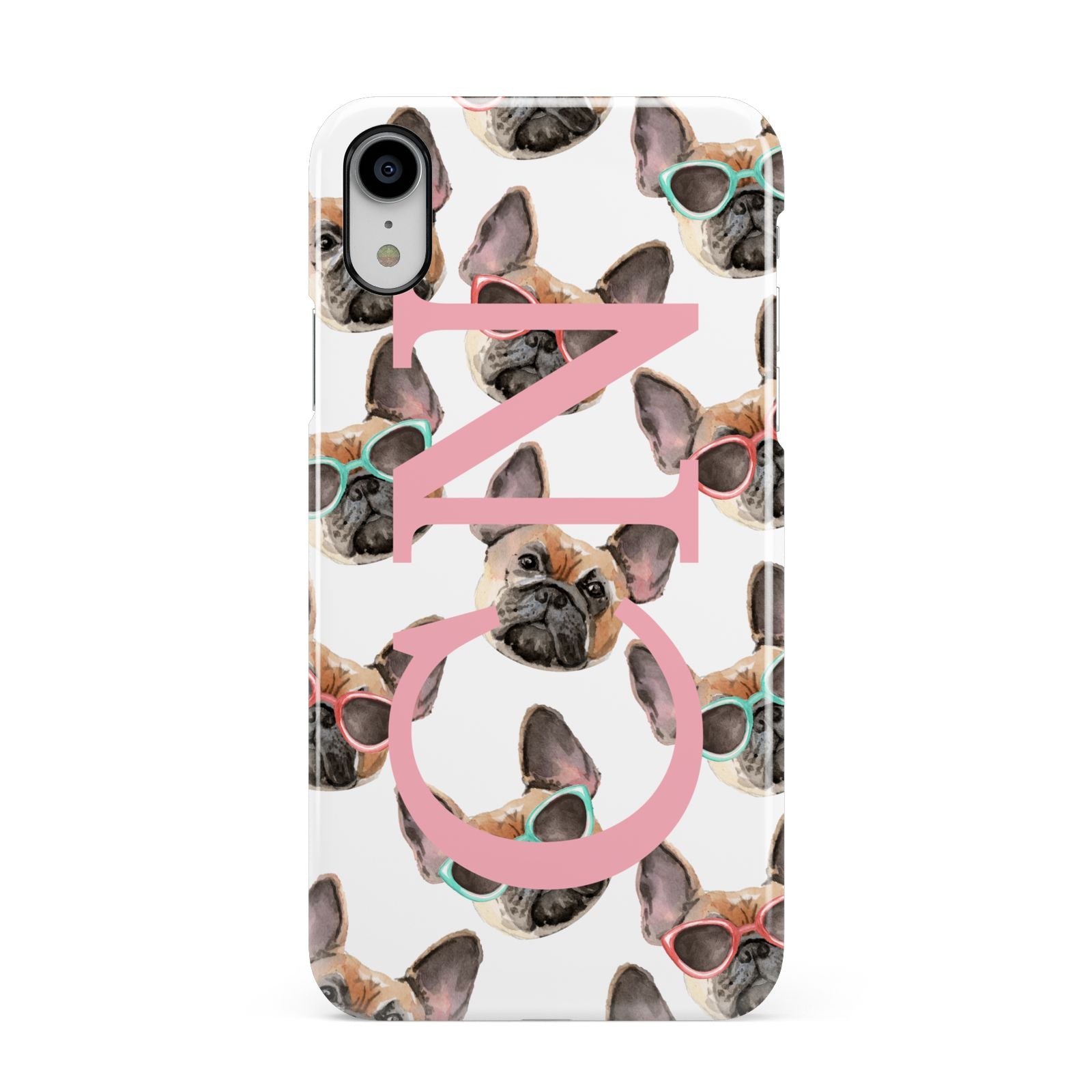 Monogrammed French Bulldog Apple iPhone XR White 3D Snap Case