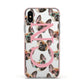 Monogrammed French Bulldog Apple iPhone Xs Impact Case Pink Edge on Silver Phone