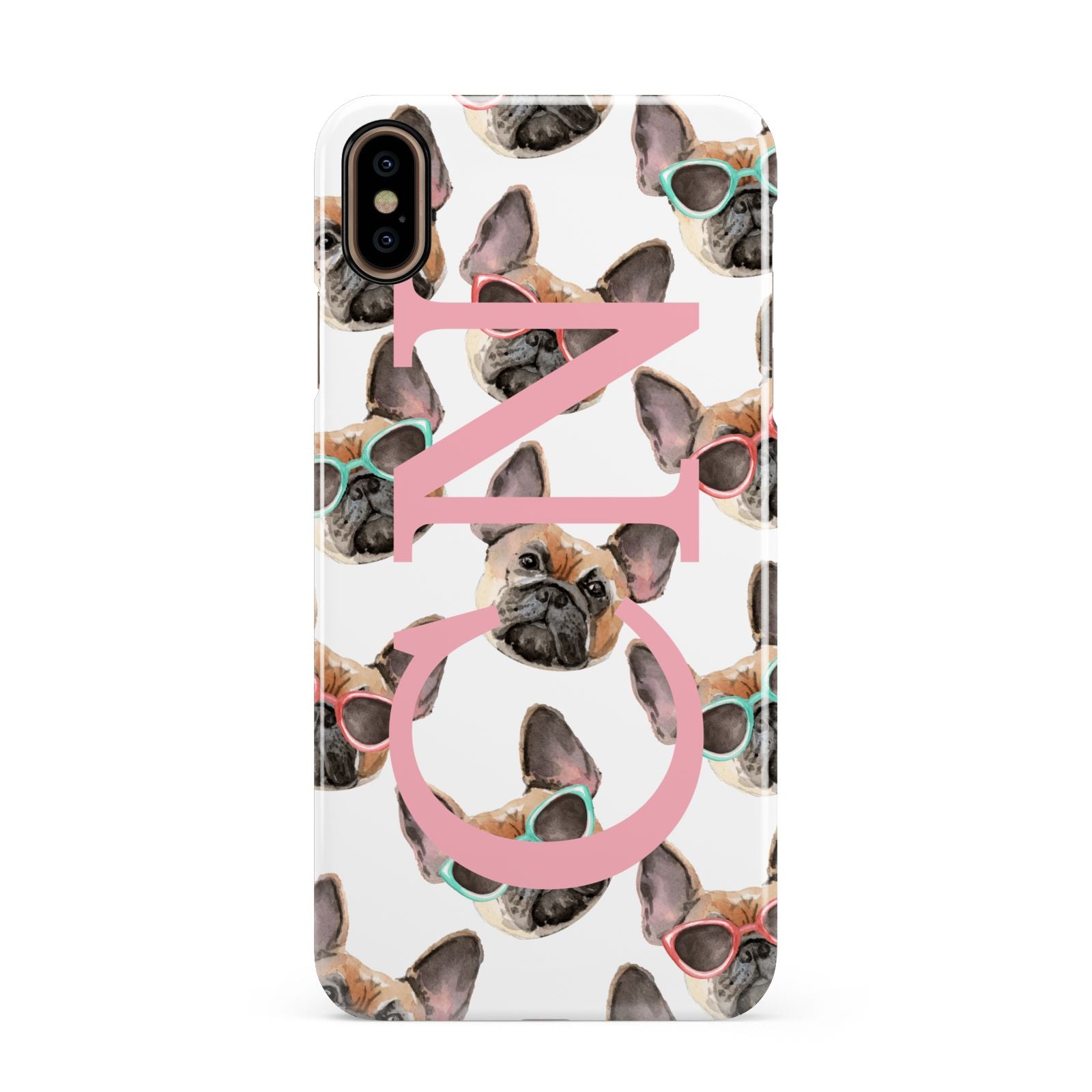 Monogrammed French Bulldog Apple iPhone Xs Max 3D Snap Case