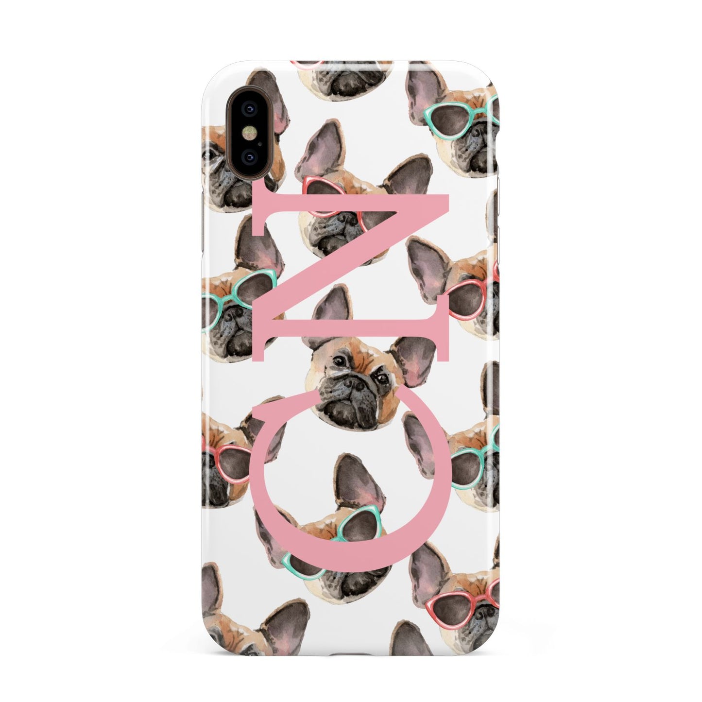 Monogrammed French Bulldog Apple iPhone Xs Max 3D Tough Case
