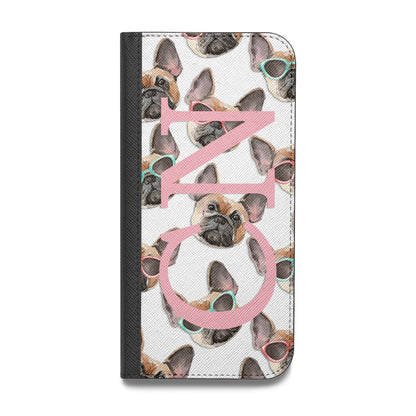 Monogrammed French Bulldog Vegan Leather Flip iPhone Case
