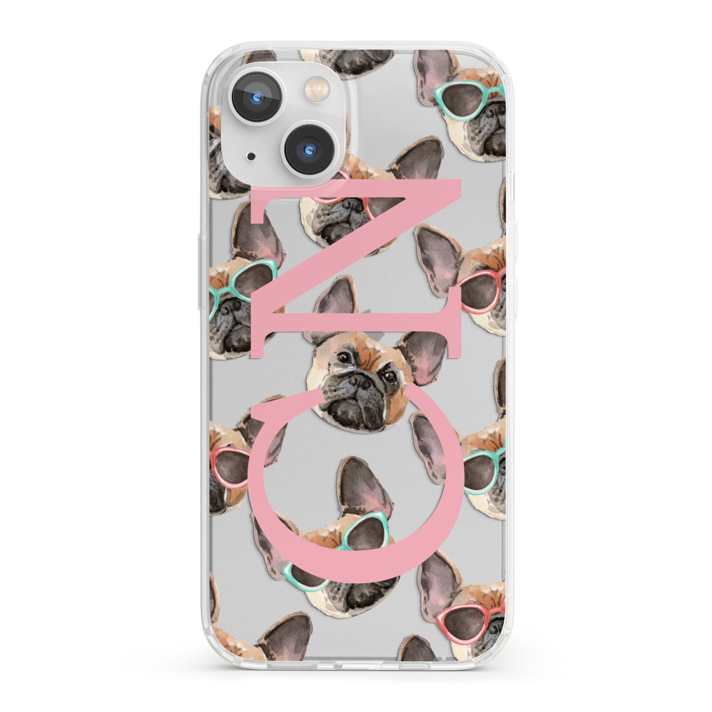 Monogrammed French Bulldog iPhone 13 Clear Bumper Case