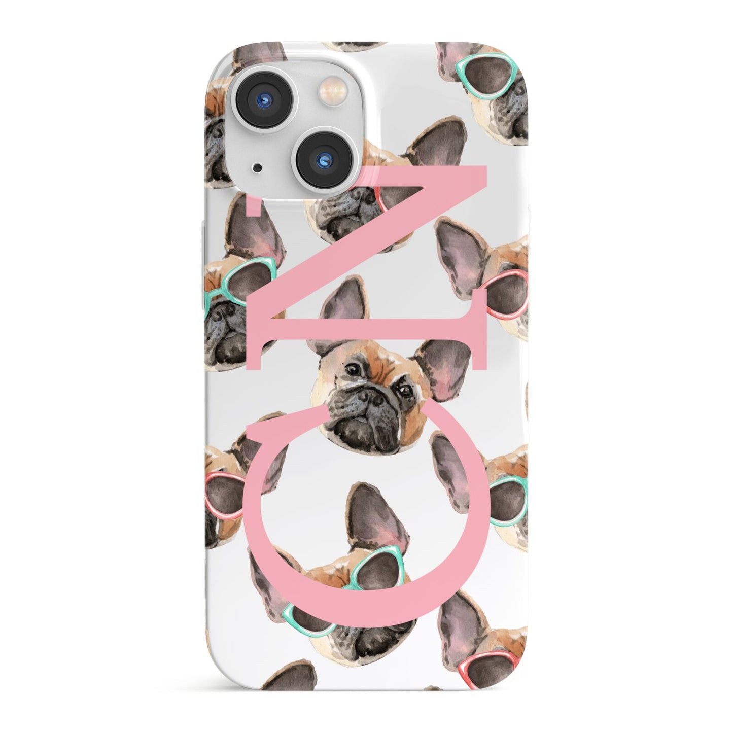 Monogrammed French Bulldog iPhone 13 Mini Full Wrap 3D Snap Case