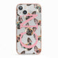 Monogrammed French Bulldog iPhone 13 TPU Impact Case with Pink Edges