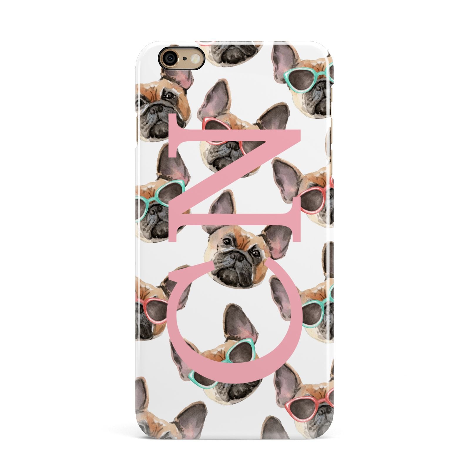 Monogrammed French Bulldog iPhone 6 Plus 3D Snap Case on Gold Phone