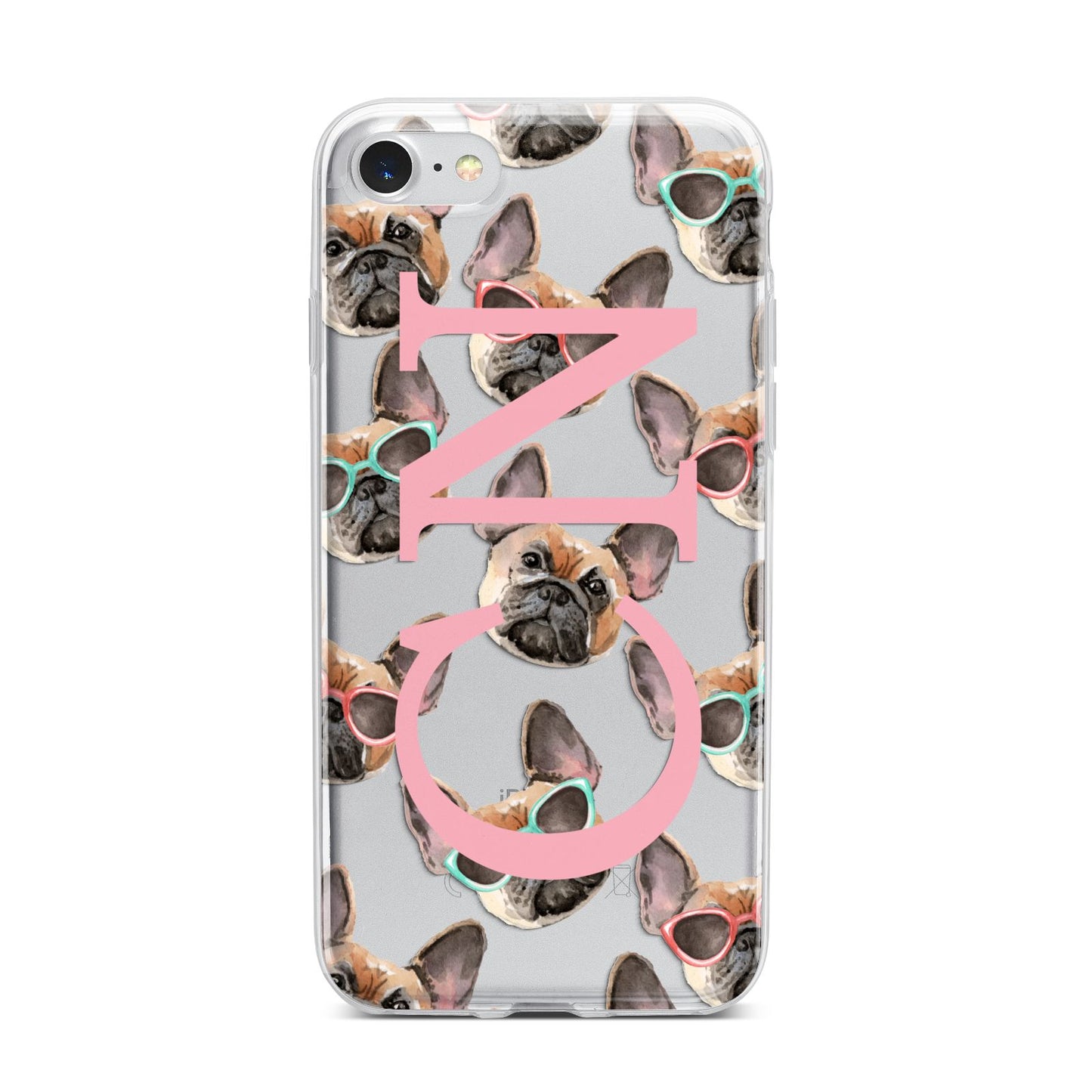 Monogrammed French Bulldog iPhone 7 Bumper Case on Silver iPhone