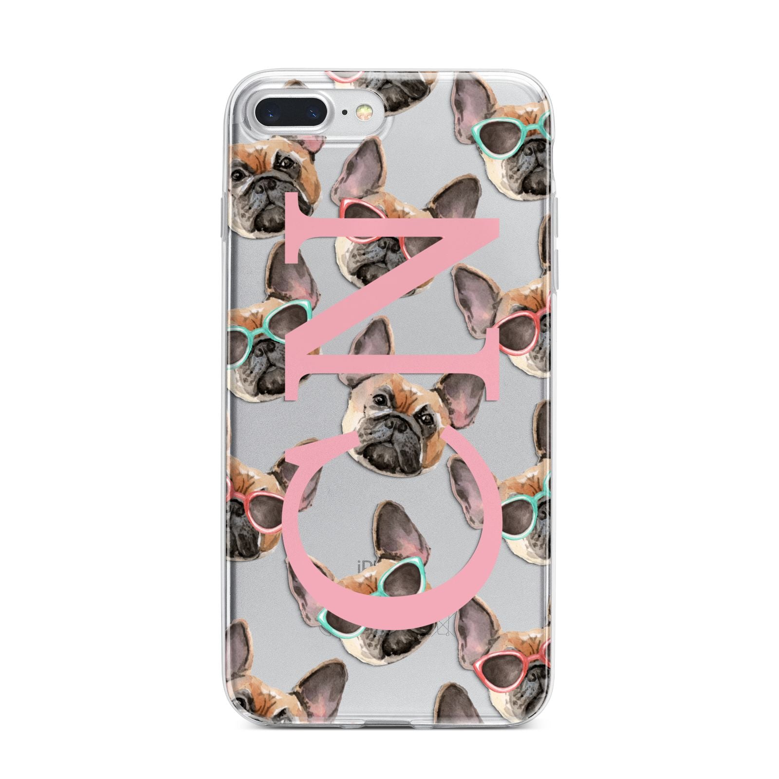 Monogrammed French Bulldog iPhone 7 Plus Bumper Case on Silver iPhone