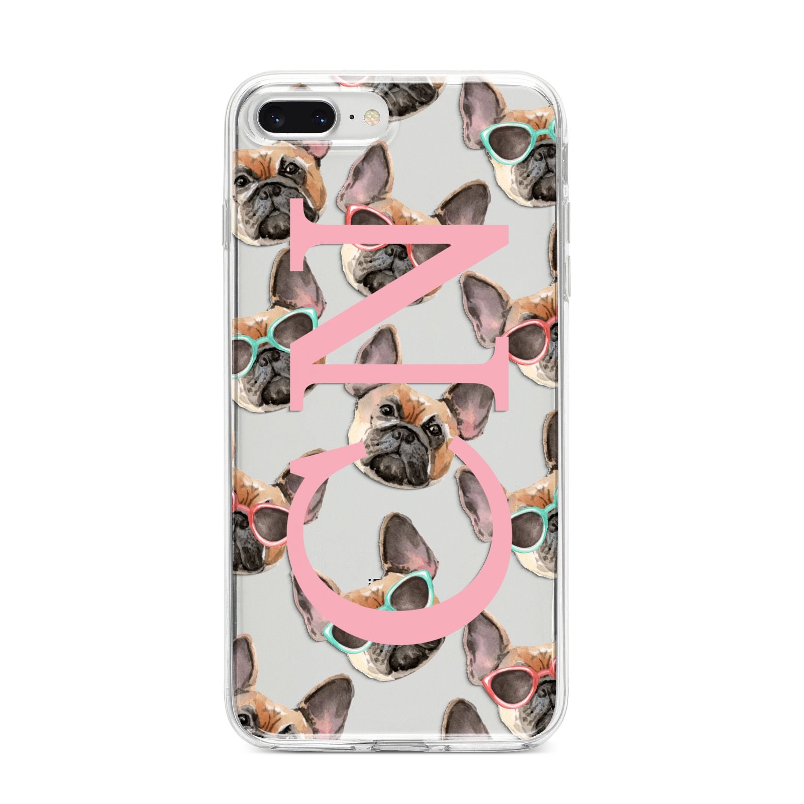 Monogrammed French Bulldog iPhone 8 Plus Bumper Case on Silver iPhone