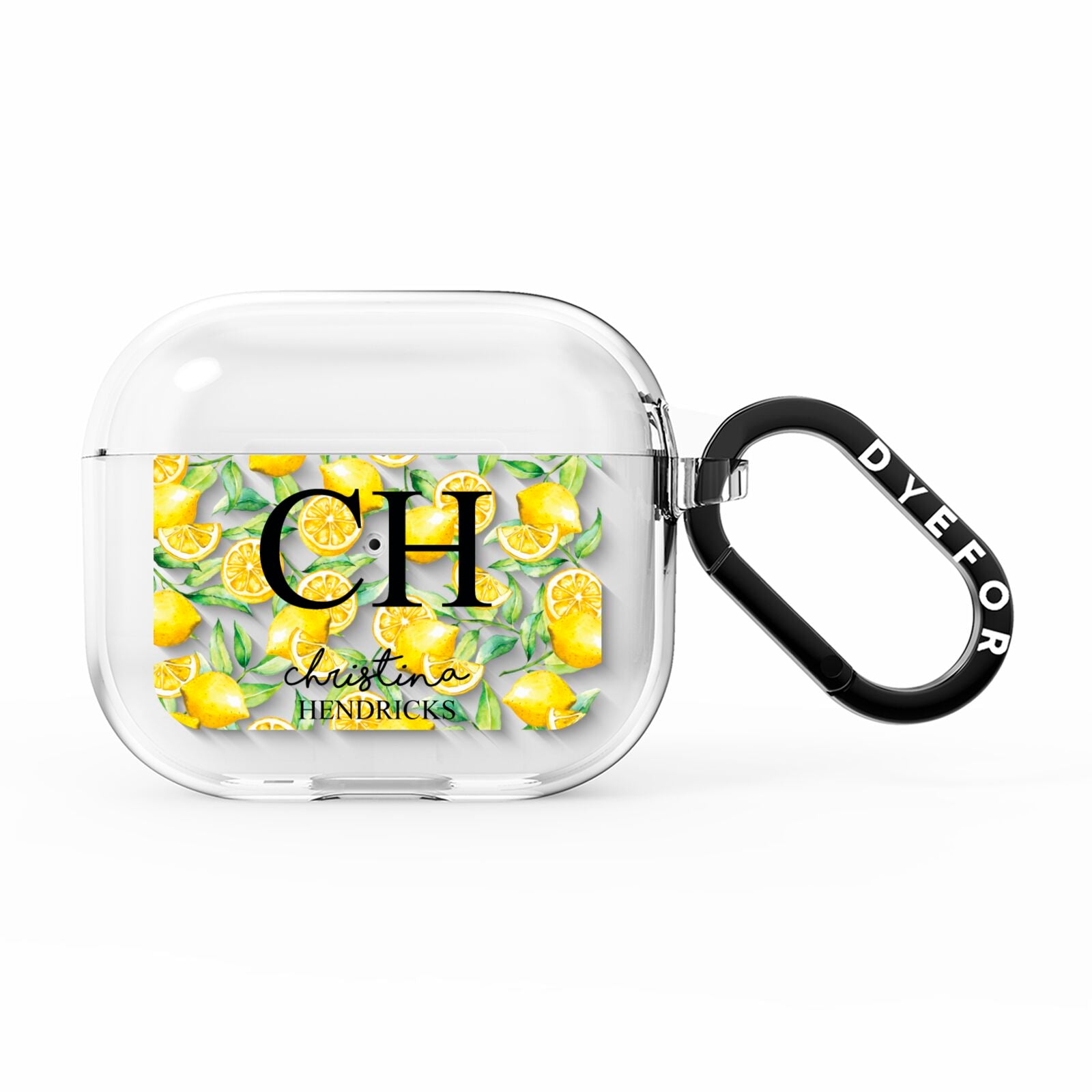 Monogrammed Lemon Fruit AirPods Clear Case 3rd Gen