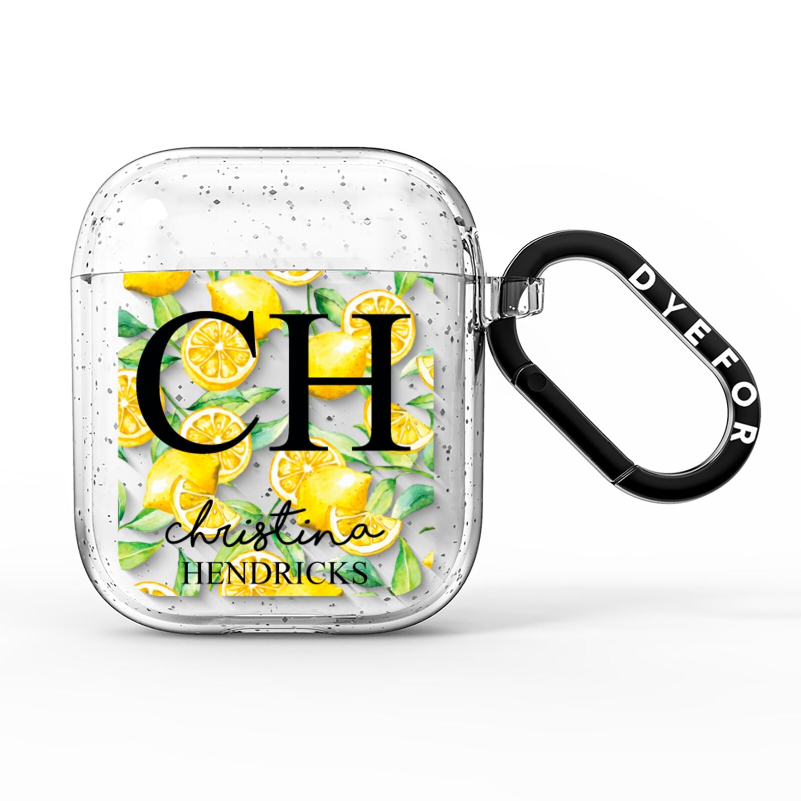 Monogrammed Lemon Fruit AirPods Glitter Case