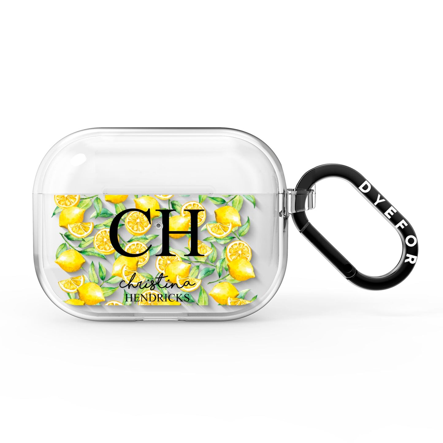 Monogrammed Lemon Fruit AirPods Pro Clear Case