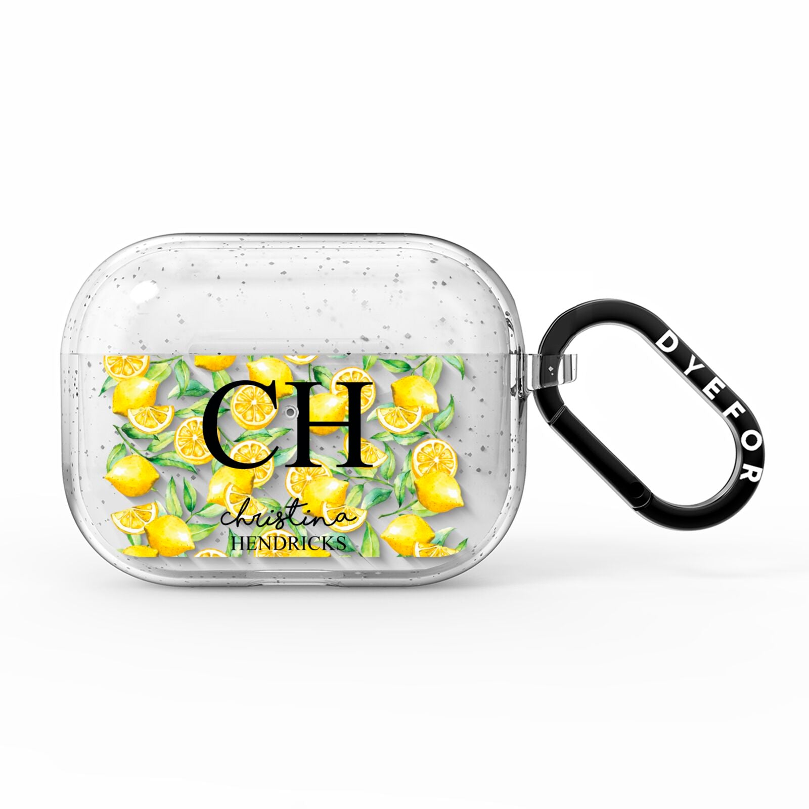 Monogrammed Lemon Fruit AirPods Pro Glitter Case