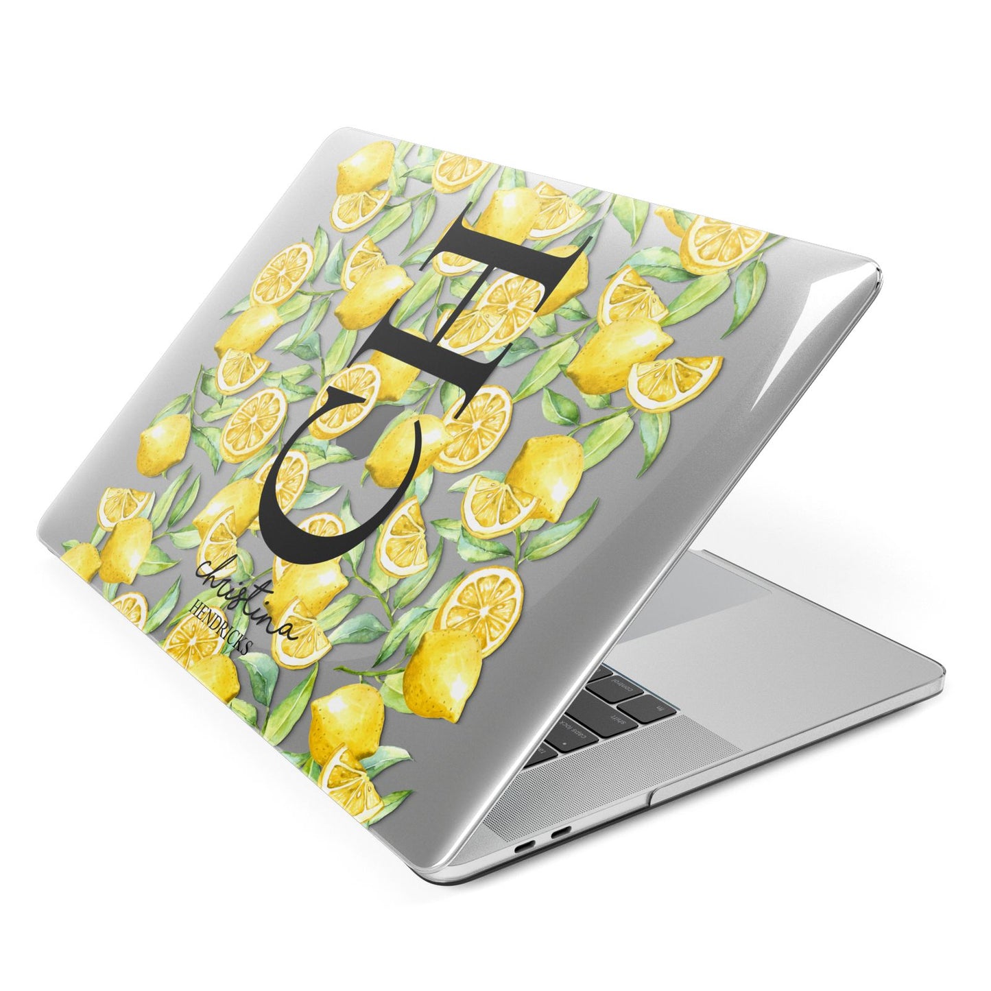 Monogrammed Lemon Fruit Apple MacBook Case Side View
