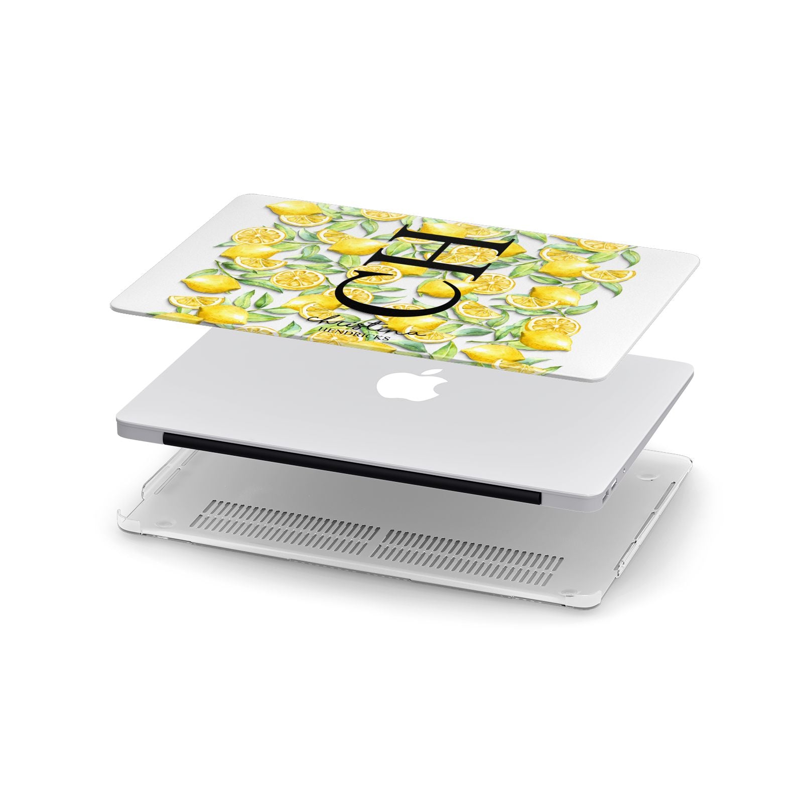Monogrammed Lemon Fruit Apple MacBook Case in Detail