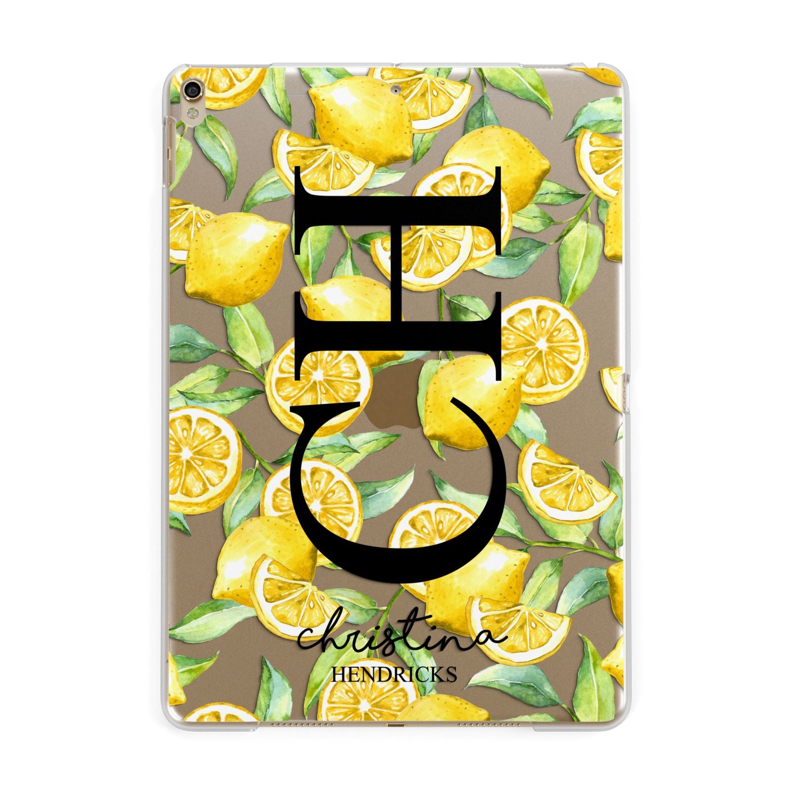 Monogrammed Lemon Fruit Apple iPad Gold Case