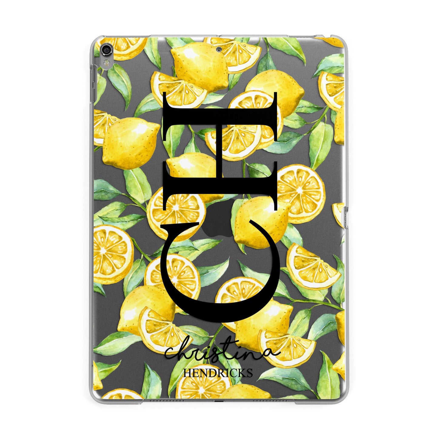 Monogrammed Lemon Fruit Apple iPad Grey Case