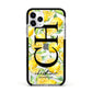 Monogrammed Lemon Fruit Apple iPhone 11 Pro in Silver with Black Impact Case