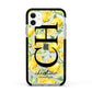 Monogrammed Lemon Fruit Apple iPhone 11 in White with Black Impact Case