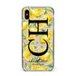 Monogrammed Lemon Fruit Apple iPhone Xs Max Impact Case Black Edge on Gold Phone
