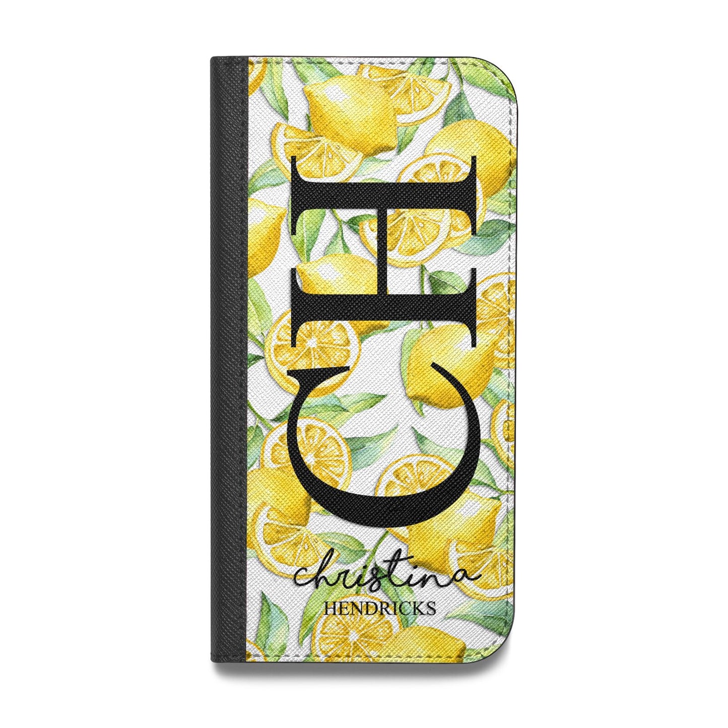 Monogrammed Lemon Fruit Vegan Leather Flip Samsung Case