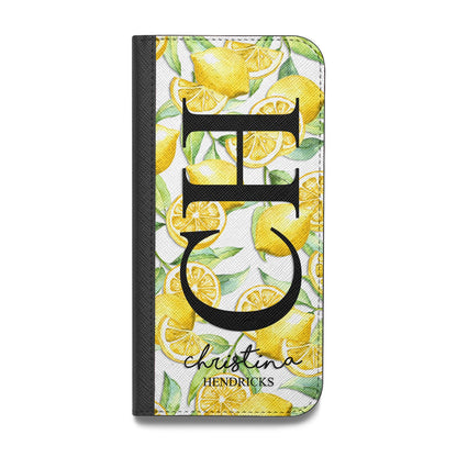 Monogrammed Lemon Fruit Vegan Leather Flip Samsung Case