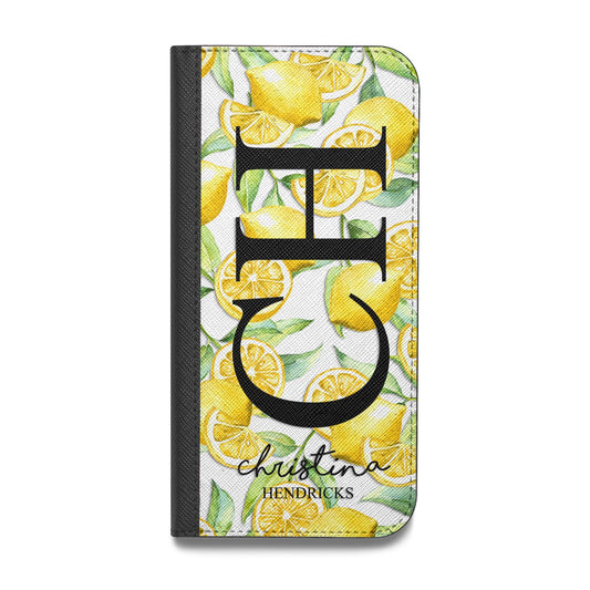 Monogrammed Lemon Fruit Vegan Leather Flip Samsung Case