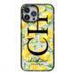 Monogrammed Lemon Fruit iPhone 13 Pro Max Black Impact Case on Silver phone