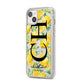 Monogrammed Lemon Fruit iPhone 14 Plus Clear Tough Case Starlight Angled Image
