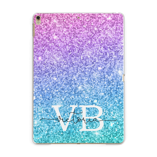 Monogrammed Multi Colour Glitter Name Apple iPad Gold Case