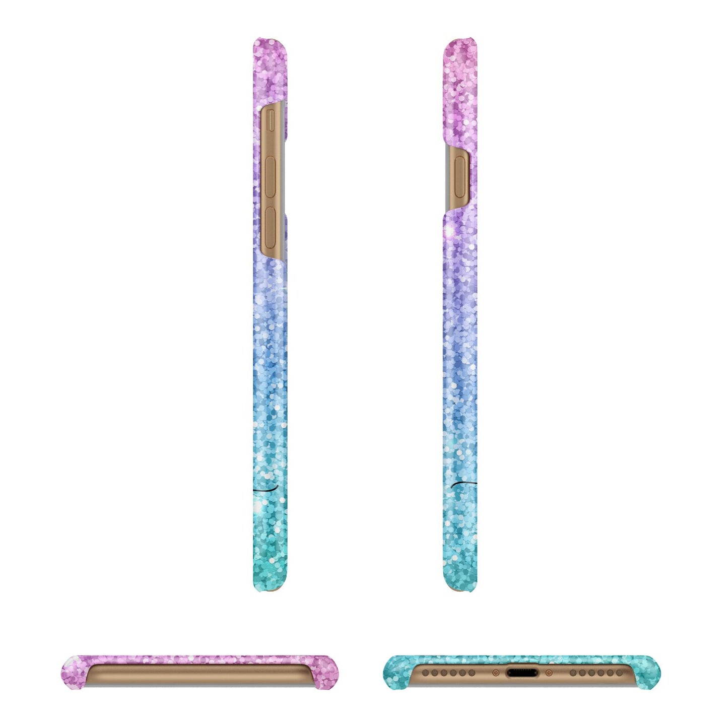 Monogrammed Multi Colour Glitter Name Apple iPhone 7 8 3D Wrap Snap Case Angled Images