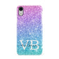 Monogrammed Multi Colour Glitter Name Apple iPhone XR White 3D Snap Case