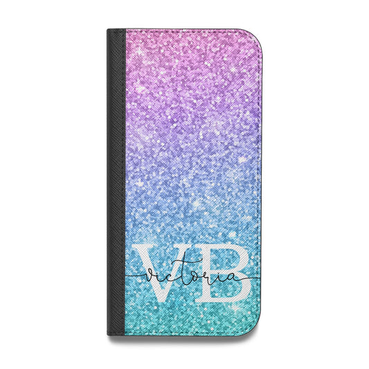 Monogrammed Multi Colour Glitter Name Vegan Leather Flip Samsung Case