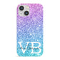 Monogrammed Multi Colour Glitter Name iPhone 13 Mini Full Wrap 3D Snap Case