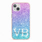 Monogrammed Multi Colour Glitter Name iPhone 13 TPU Impact Case with Pink Edges