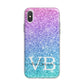 Monogrammed Multi Colour Glitter Name iPhone X Bumper Case on Silver iPhone Alternative Image 1