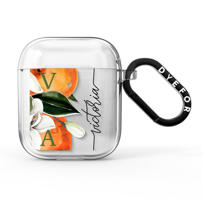Monogrammed Orange Tree AirPods Clear Case