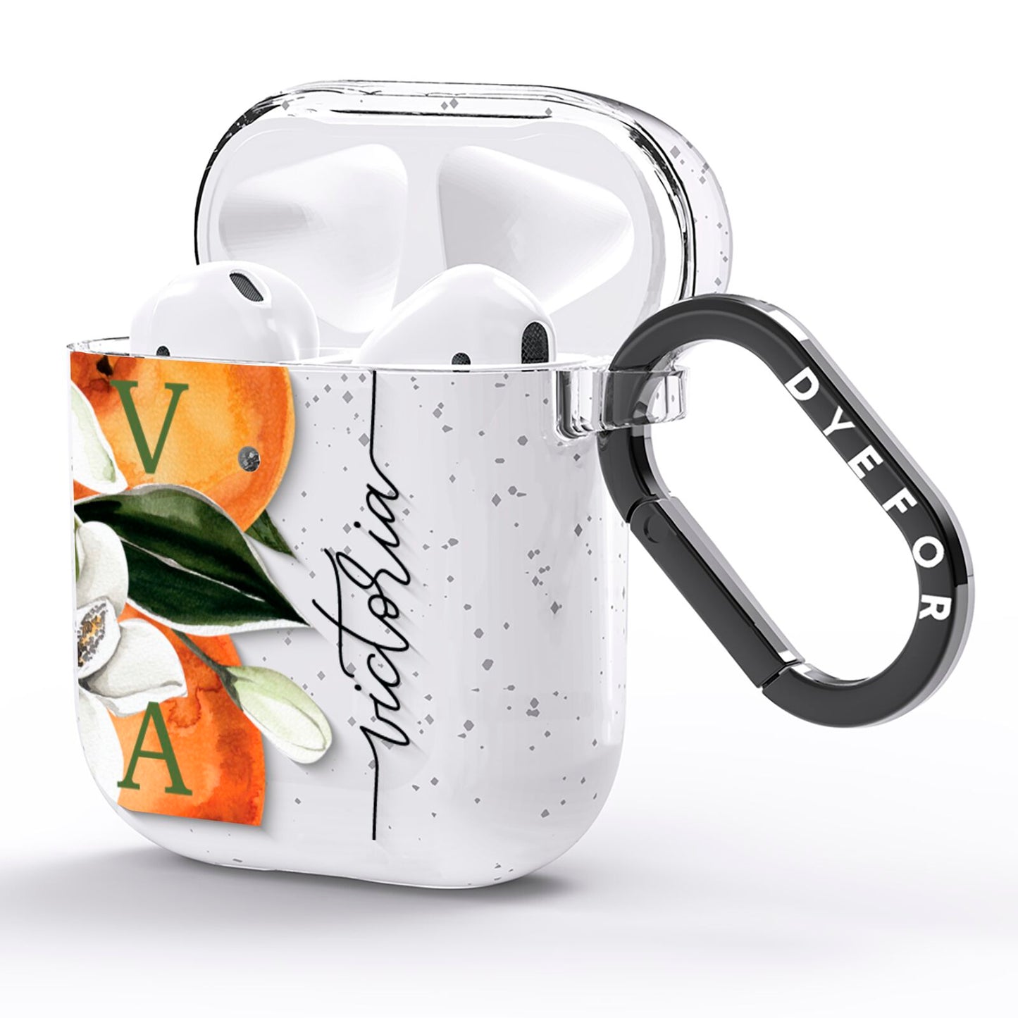 Monogrammed Orange Tree AirPods Glitter Case Side Image