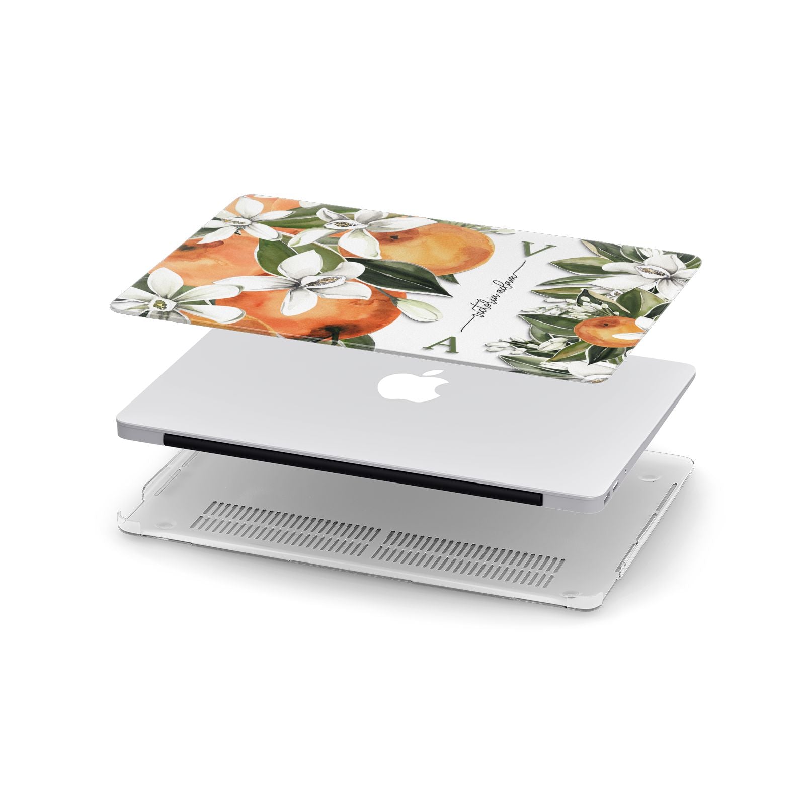 Monogrammed Orange Tree Apple MacBook Case in Detail