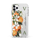 Monogrammed Orange Tree Apple iPhone 11 Pro Max in Silver with White Impact Case