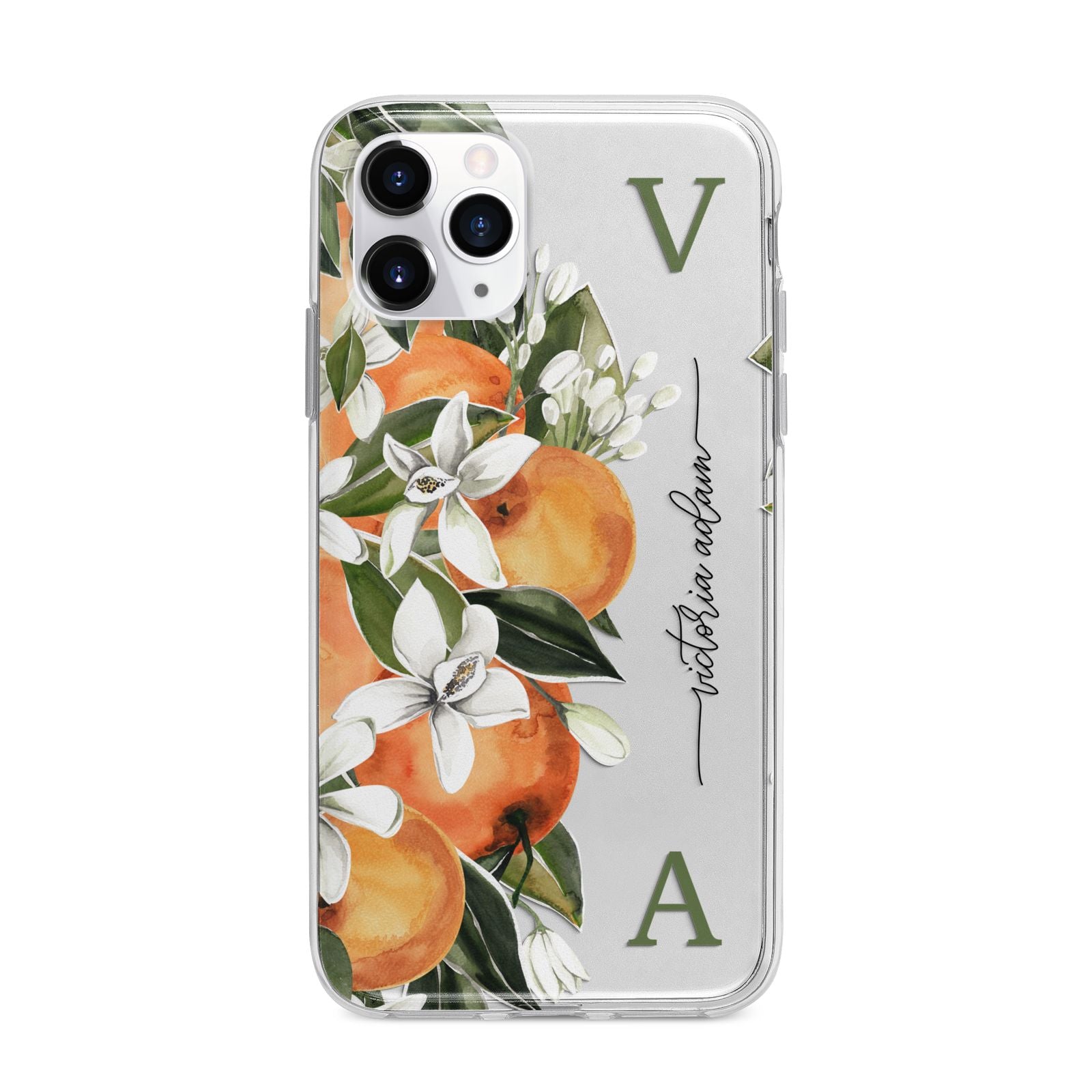 Monogrammed Orange Tree Apple iPhone 11 Pro in Silver with Bumper Case