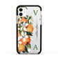 Monogrammed Orange Tree Apple iPhone 11 in White with Black Impact Case