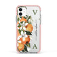 Monogrammed Orange Tree Apple iPhone 11 in White with Pink Impact Case