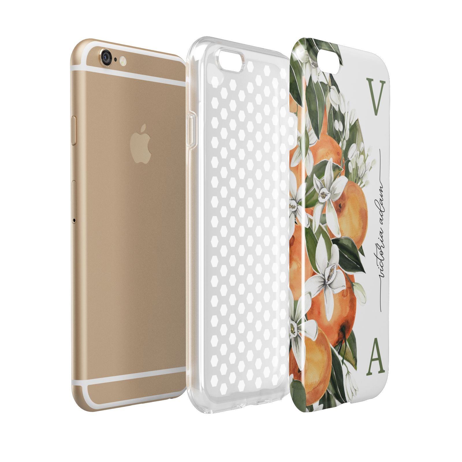 Monogrammed Orange Tree Apple iPhone 6 3D Tough Case Expanded view