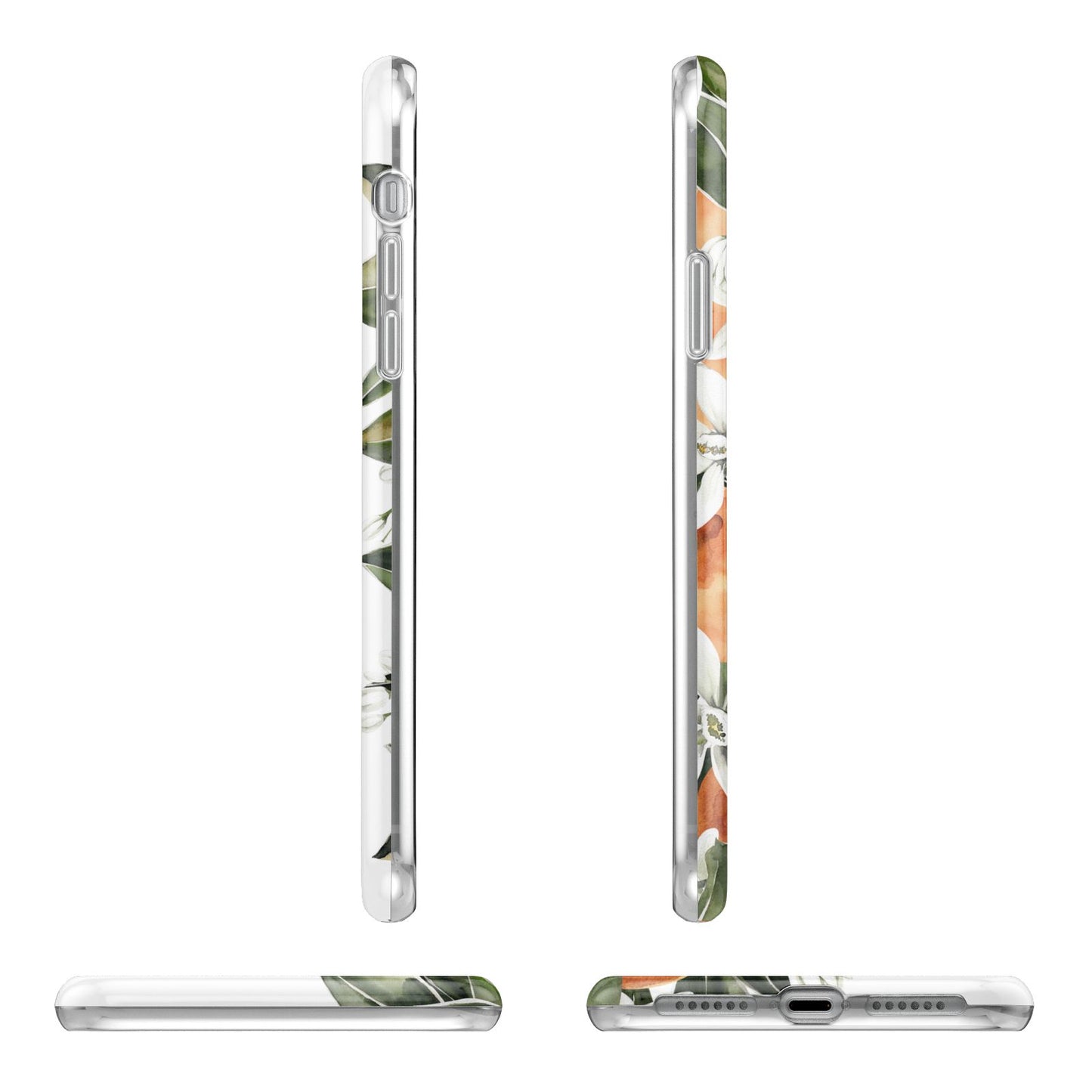 Monogrammed Orange Tree Apple iPhone XR in White with 3D Wrap Tough Case Alternative Image Angles