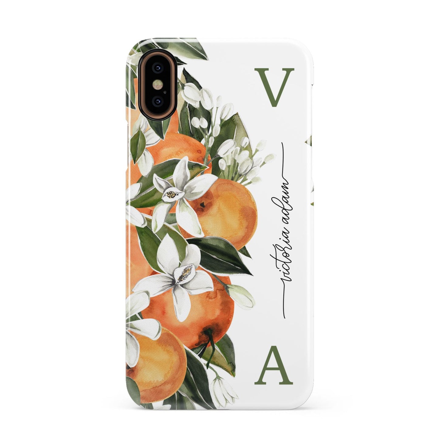 Monogrammed Orange Tree Apple iPhone XS 3D Snap Case