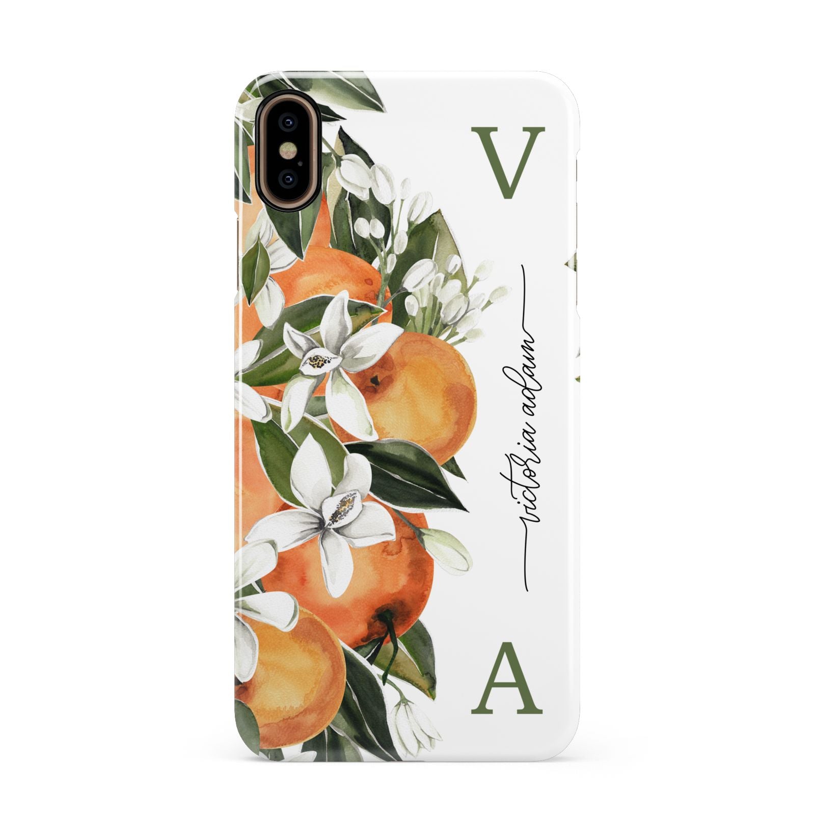 Monogrammed Orange Tree Apple iPhone Xs Max 3D Snap Case