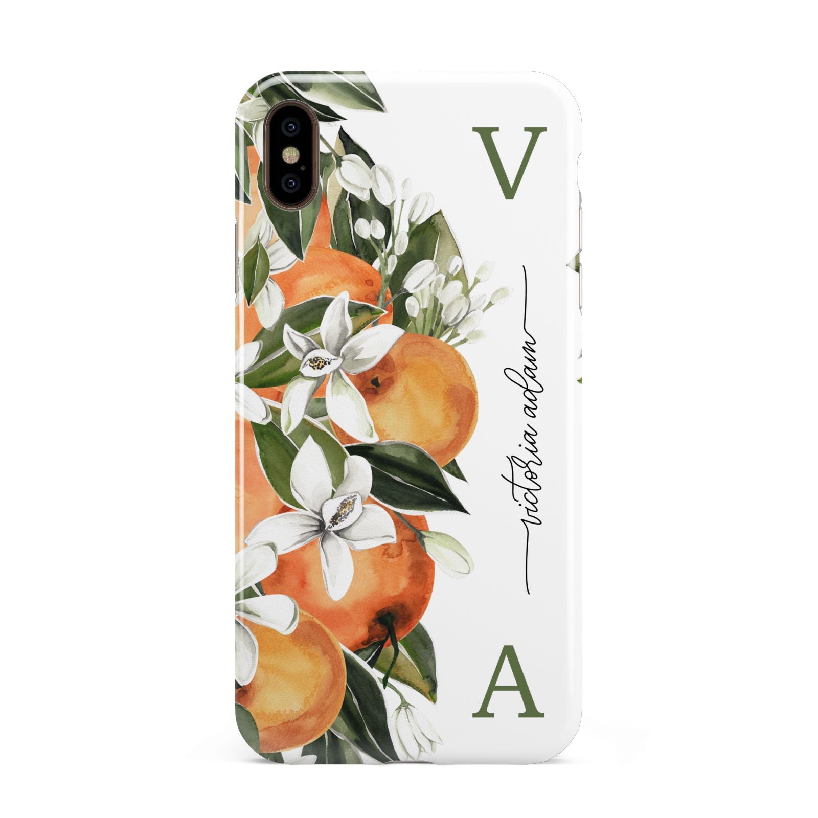 Monogrammed Orange Tree Apple iPhone Xs Max 3D Tough Case
